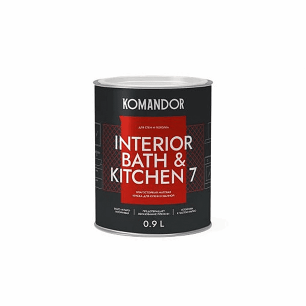 ВД краска INTERIOR  BATH & KITCHEN 7 (база А)  [0,9 л ] для кухни и ванной для внутренних работ