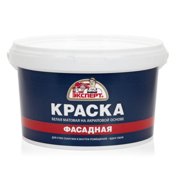 ЭКСПЕРТ ВД краска Фасадная ВДАК-1180 Белый  [3 кг] матовая акриловая