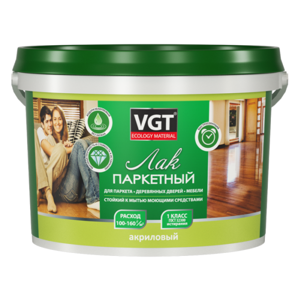 Лак паркетный глянцевый 0,9кг акриловый ВГТ